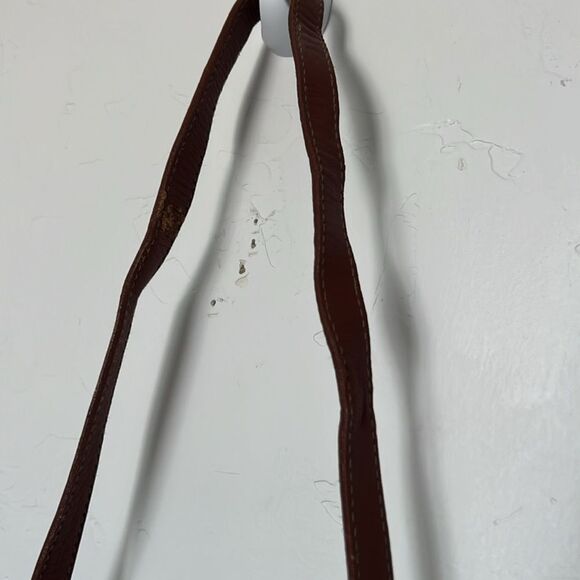 Vintage Partners by Mervyns Leather Shoulder Bag Navy Brown 90s Y2K - Picture 3 of 5